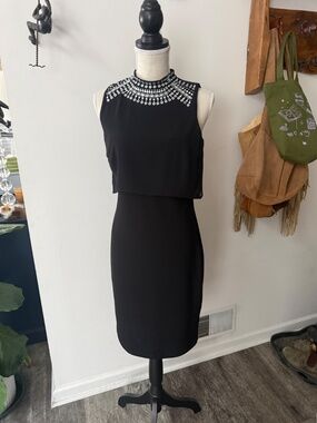 FRANK LYMAN Black Dress With Studded Neckline 4
